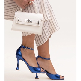 Sandalias de tacón brillantes con tira Delinda azul 1