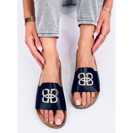 Ibanei Chanclas de corcho negro con pedrería 5