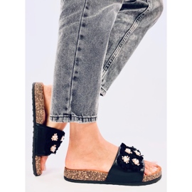 Emiles Chanclas de corcho negro con flores. 4