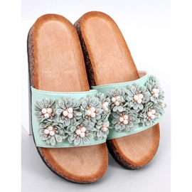 Emiles Pantuflas de corcho verde con flores 1