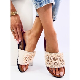 Emiles Babuchas de corcho beige con flores 4
