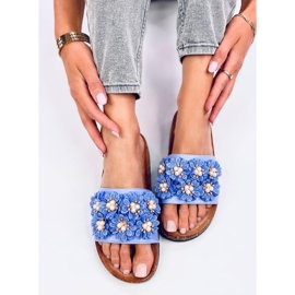 Emiles Babuchas de corcho azul con flores 3