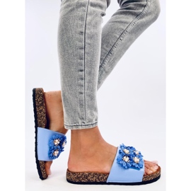 Emiles Babuchas de corcho azul con flores 2
