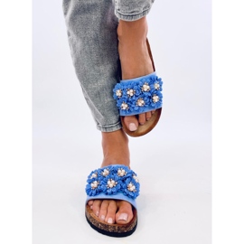 Emiles Babuchas de corcho azul con flores 5