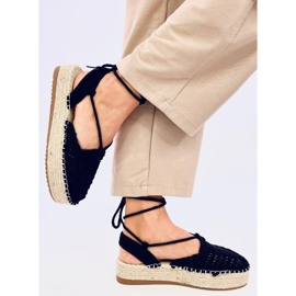 Alpargatas de mujer Yaweh negras con cordones negro 4