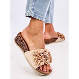 Mules de cuña con estampado floral en beige Minass 5