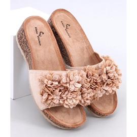 Mules de cuña con estampado floral en beige Minass 1