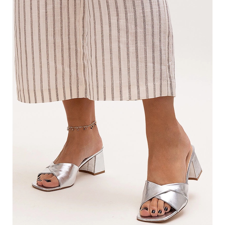 Chanclas tacón Fanan plata 1