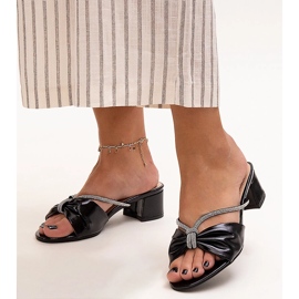 Mules de tacón decorado con circonitas Anbrani negro 1