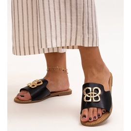 Chanclas negras decoradas con una hebilla Perkin negro 1