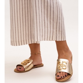 Chanclas doradas decoradas con una hebilla Perkin dorado 1