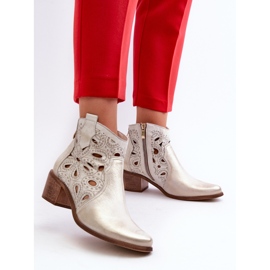 Botines de Piel Calada Lewski Shoes 3170/2 Caucho Dorado 3