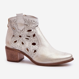 Botines de Piel Calada Lewski Shoes 3170/2 Caucho Dorado 1