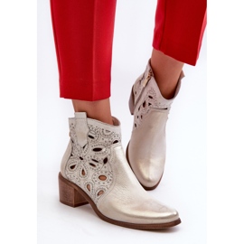 Botines de Piel Calada Lewski Shoes 3170/2 Caucho Dorado 4