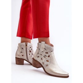 Botines de Piel Calada Lewski Shoes 3170/2 Caucho Dorado 5