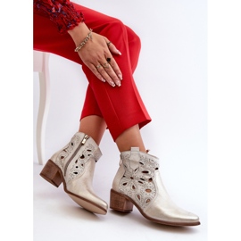 Botines de Piel Calada Lewski Shoes 3170/2 Caucho Dorado 7