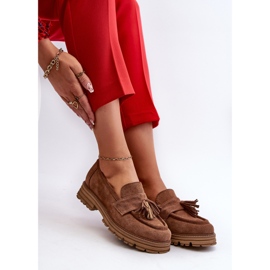 Zazoo 3469 Mocasines Mujer Ante Con Flecos, Marrón 8