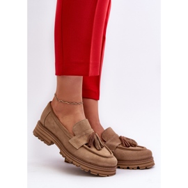 Zazoo 3469 Mocasines Mujer Ante Con Flecos, Beige 2 Zazoo 3469 Mocasines Mujer Ante Con Flecos, Beige 2