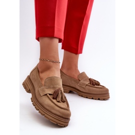 Zazoo 3469 Mocasines Mujer Ante Con Flecos, Beige 3