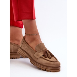 Zazoo 3469 Mocasines Mujer Ante Con Flecos, Beige 5