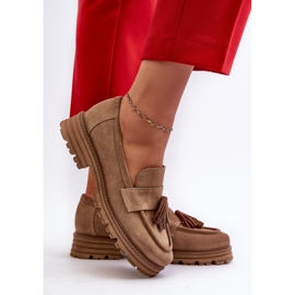 Zazoo 3469 Mocasines Mujer Ante Con Flecos, Beige 6