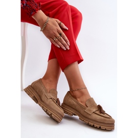 Zazoo 3469 Mocasines Mujer Ante Con Flecos, Beige 7