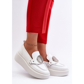 Zazoo 3486 Mocasines Mujer Piel Con Adorno, Blanco 2