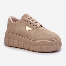 Zapatillas de mujer Chrisstin beige confeccionadas en piel ecológica con plataforma enorme 2