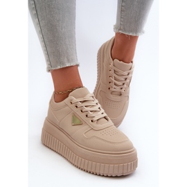 Zapatillas de mujer Chrisstin beige confeccionadas en piel ecológica con plataforma enorme 5