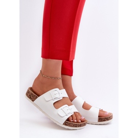 Chanclas de Mujer con Plataforma de Corcho y Hebillas, Blanco Klinesta 2