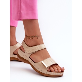 EVento Sandalias Mujer Cómodas con Velcro, Beige Iphiope 4