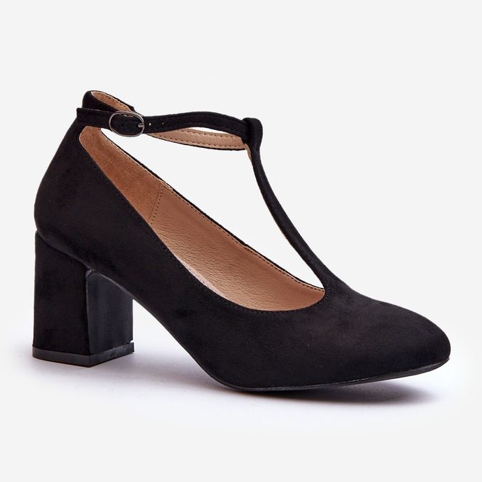 Zapatos de salón negros con tacón de ante ecológico Raniyah 1