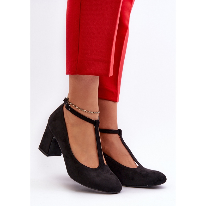 Zapatos de salón negros con tacón de ante ecológico Raniyah 2