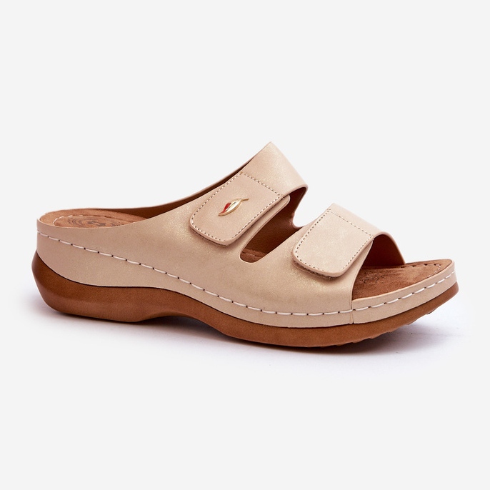 Chanclas Ligeras para Mujer en Piel Ecológica, Beige Frellia 1