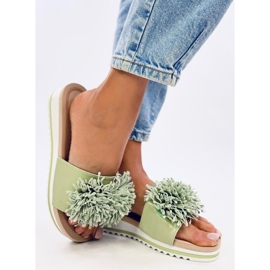 Mules de cuña con estampado floral en verde claro de Ragnes 4