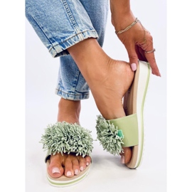 Mules de cuña con estampado floral en verde claro de Ragnes 3