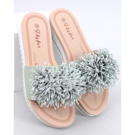 Mules de cuña con estampado floral en verde claro de Ragnes 1 Mules de cuña con estampado floral en verde claro de Ragnes 1