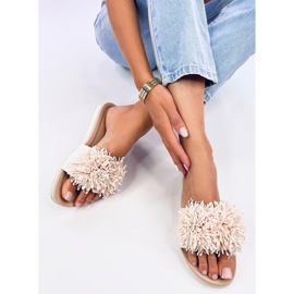 Ragnes Mules con cuña y flores en beige 5