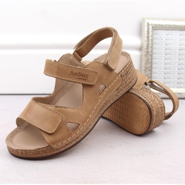 Sandalias cuña mujer piel cómodas beige Helios 138.07 3
