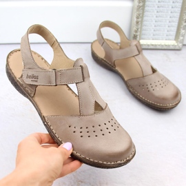 Sandalias mujer cómodas piel integral beige Helios 128.02 1