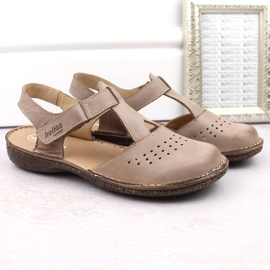 Sandalias mujer cómodas piel integral beige Helios 128.02 2