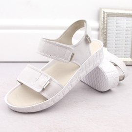 Sandalias mujer cómodas de piel con velcro, blanco Helios 136.188 3