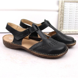 Sandalias mujer cómodas piel negro entero Helios 128.011 2