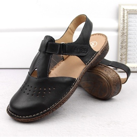 Sandalias mujer cómodas piel negro entero Helios 128.011 3