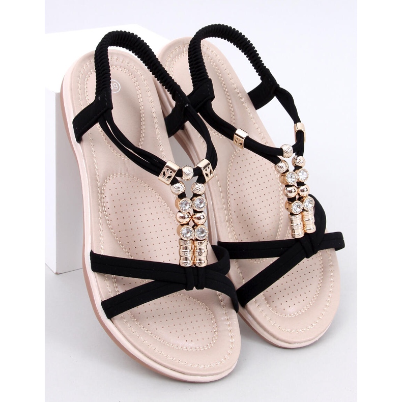 Haezz Sandalias negras con circonitas decorativas. negro 1