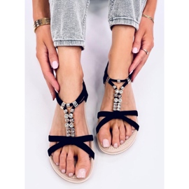 Haezz Sandalias negras con circonitas decorativas. negro 4