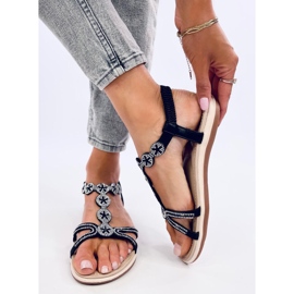 Yvers Sandalias negras con circonitas decorativas. negro 2