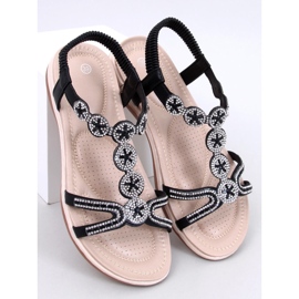 Yvers Sandalias negras con circonitas decorativas. negro 1