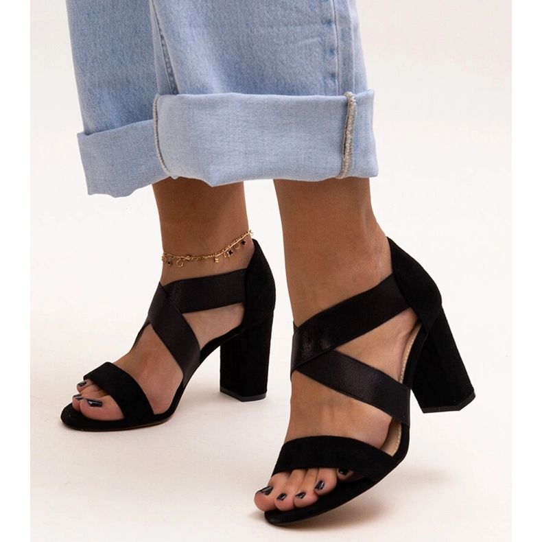 Evento Sandalias negras de tacón con plantilla Sewim de piel. negro 1