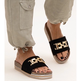 Chanclas negras con hebilla brillante by Niamh negro 2